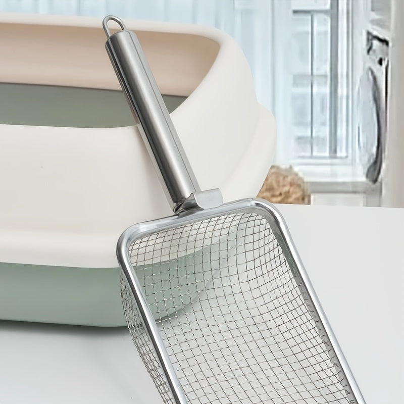 Dual-Size Cat Litter Scoop: Stainless Steel Mesh Sieve with Comfort Grip