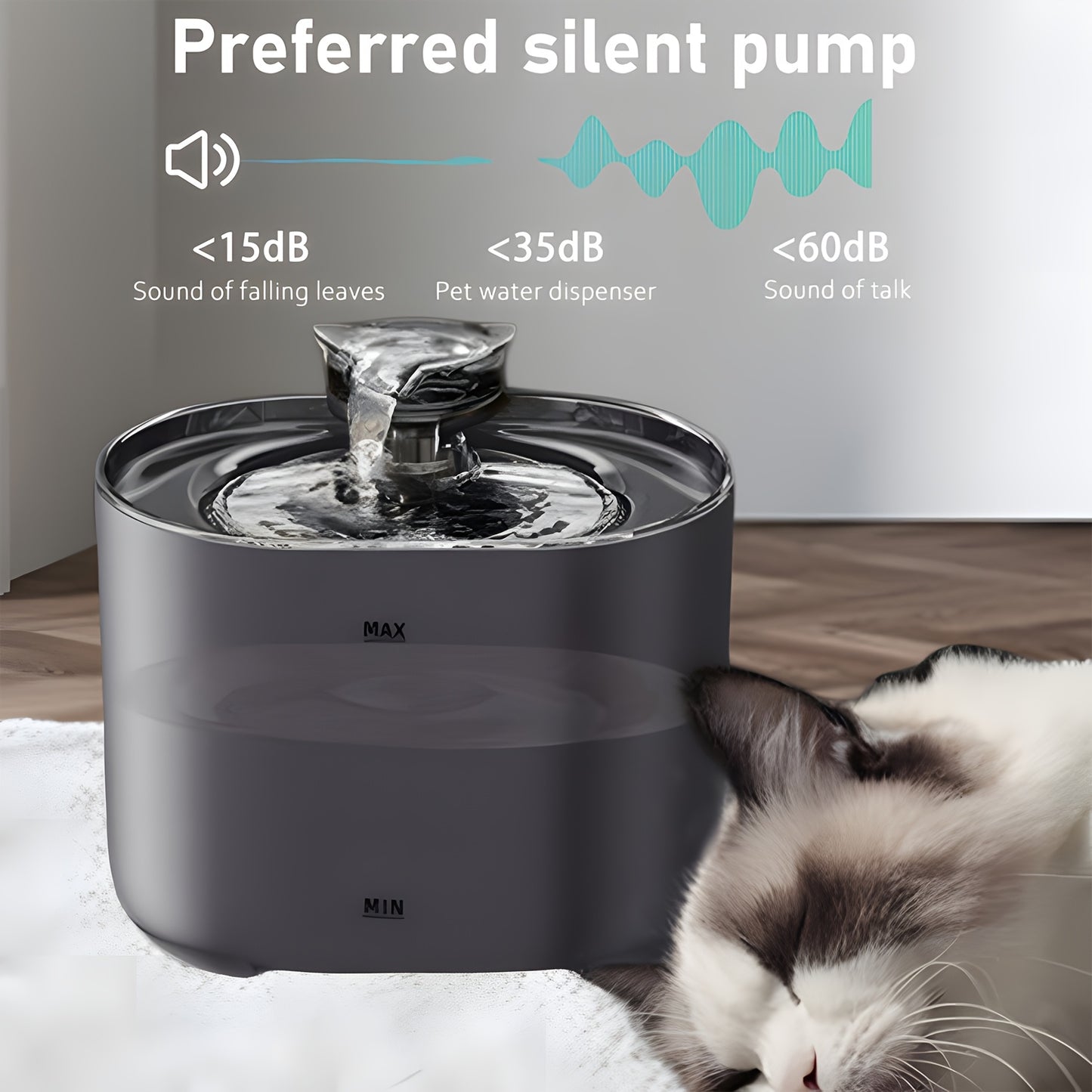 OLDEGG WhisperFlow: 2.3L Pet Water Fountain with USB Power