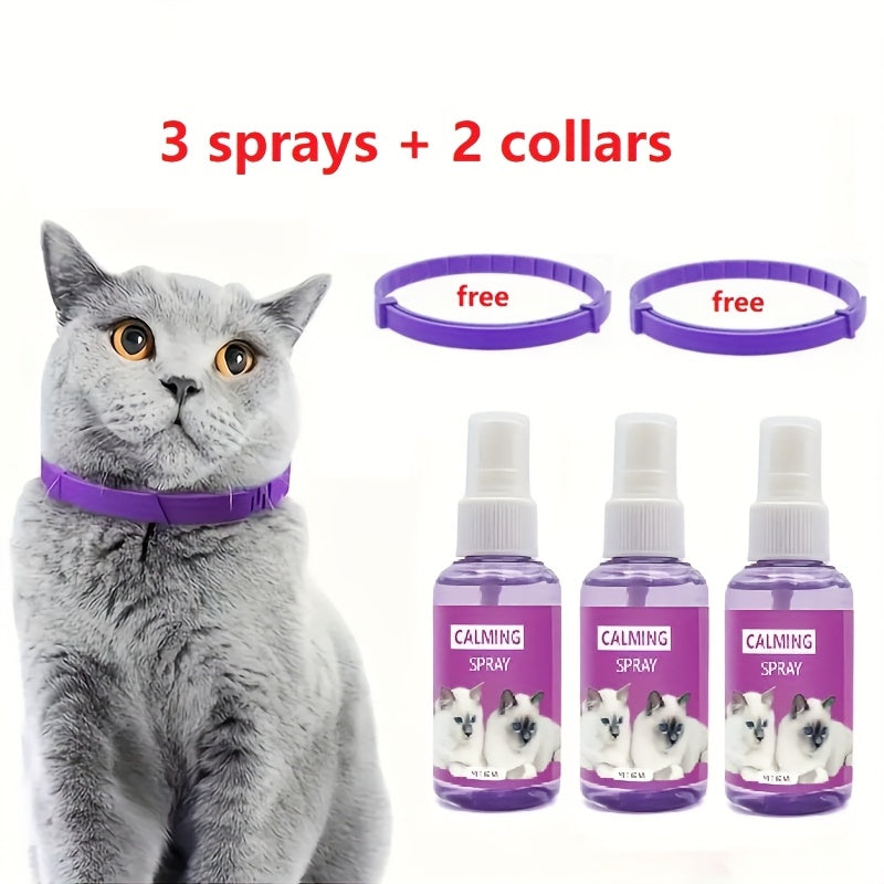 WhiskerCalm: 3-in-1 Pheromone Kit with Sprays & Collars for Pet Anxiety