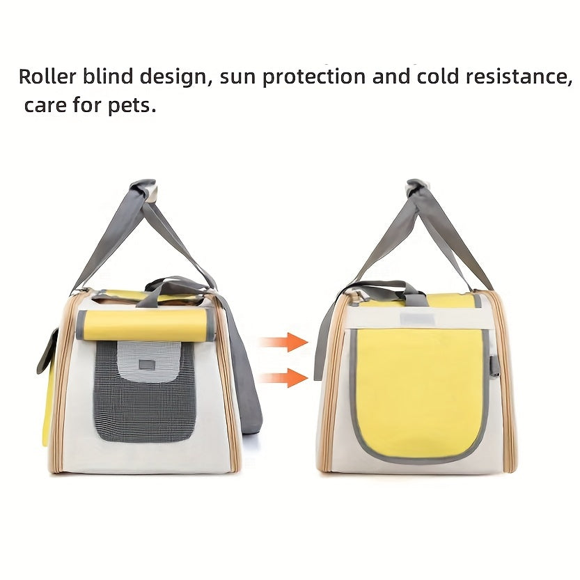 Ventilated Space Capsule: Foldable Pet Carrier for Cats & Small Dogs (Gray)