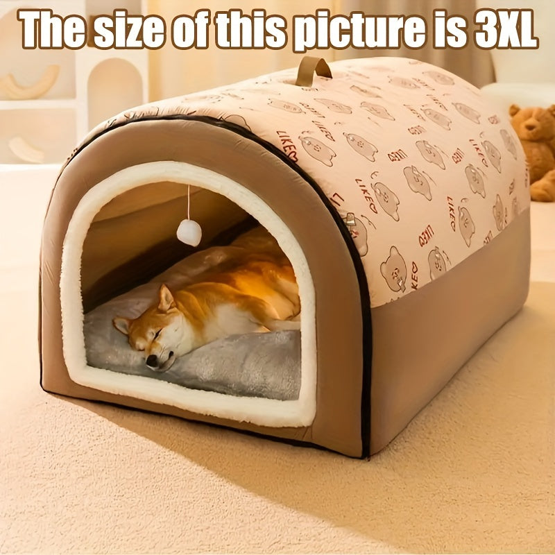 2-in-1 Dog House & Cat Cave - Cozy Bed for Your Furry Friends!