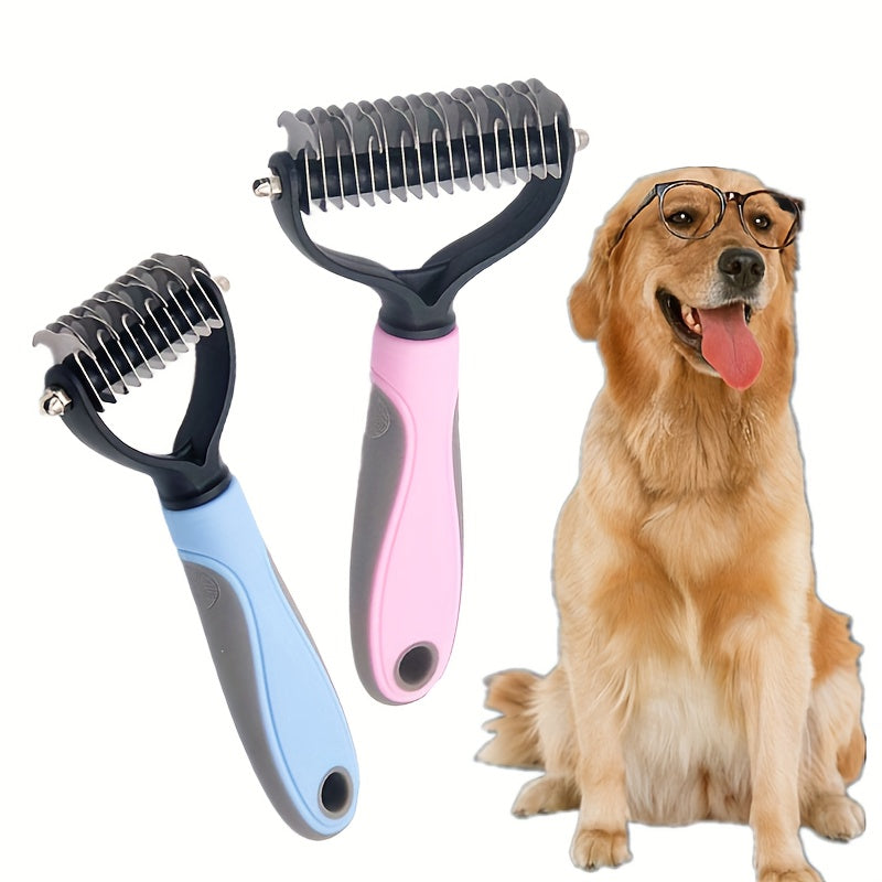 Dual-Action Pet Comb: 2-in-1 Knot Cutter & Thinner with Safety Blades