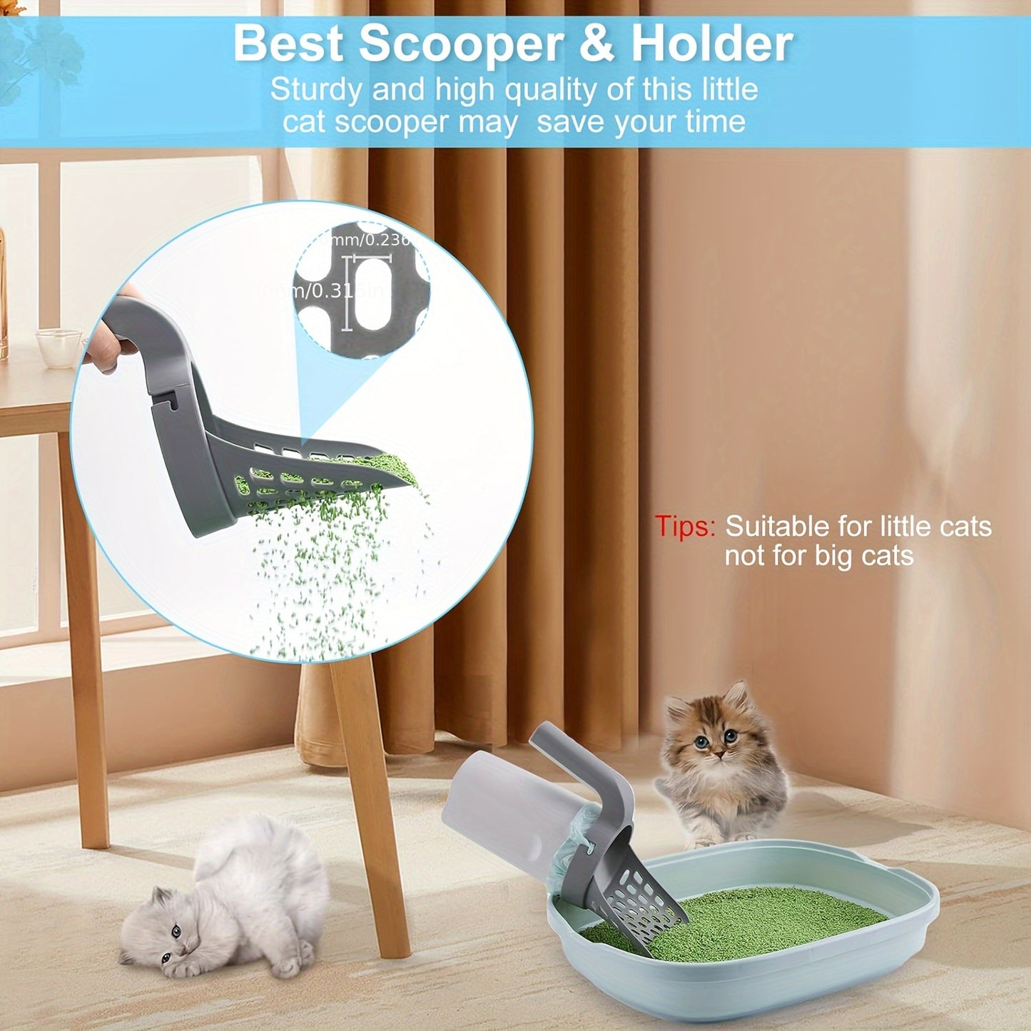 PurrfectScoop: 6-Roll Litter Bag Set with Self-Cleaning Scoop & 90 Bags