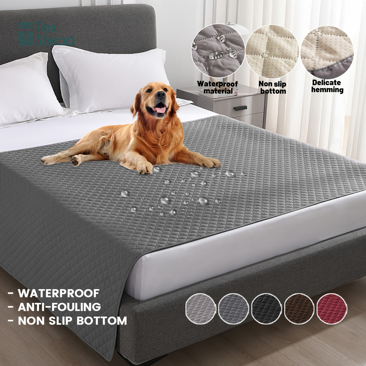 PawDry Protector Waterproof & Non-Slip Dog Bed Cover – Rectangle Design for All Breeds