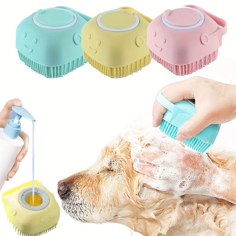 Pet Bliss Gentle Massage Bath Comb – Silicone Shampoo Brush with Built-In Dispenser for Dogs & Cats (No Batteries Required) 🐾✨