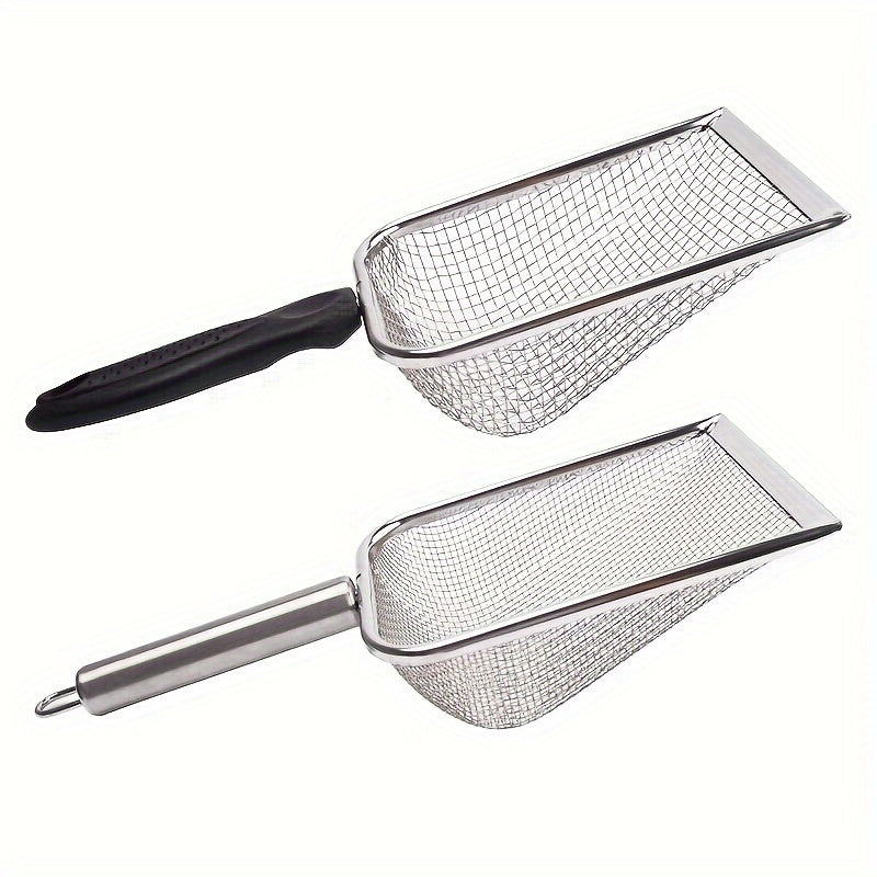 Dual-Size Cat Litter Scoop: Stainless Steel Mesh Sieve with Comfort Grip