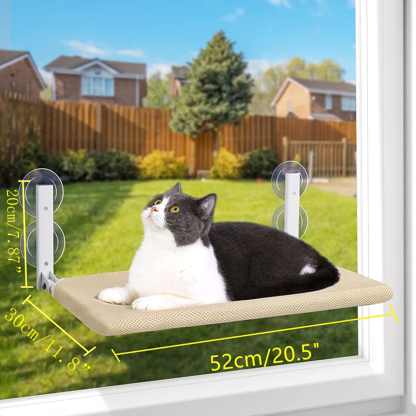 Window Whisker Lounge – Foldable Cat Perch Hammock with Steel Frame & Secure Suction Cups