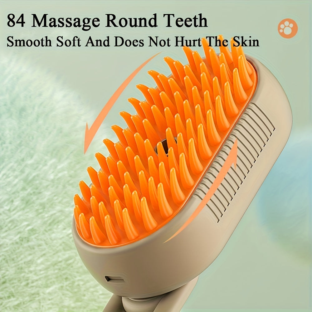 No-Rinse Pet Cleaning Brush – Steam Fluff Removal & Massage Comb