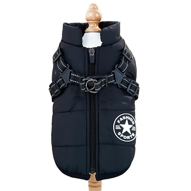 Dog Jacket with Harness Ring Winter Warm