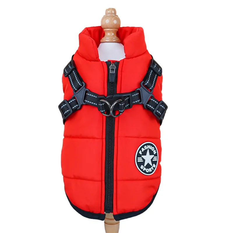 Dog Jacket with Harness Ring Winter Warm