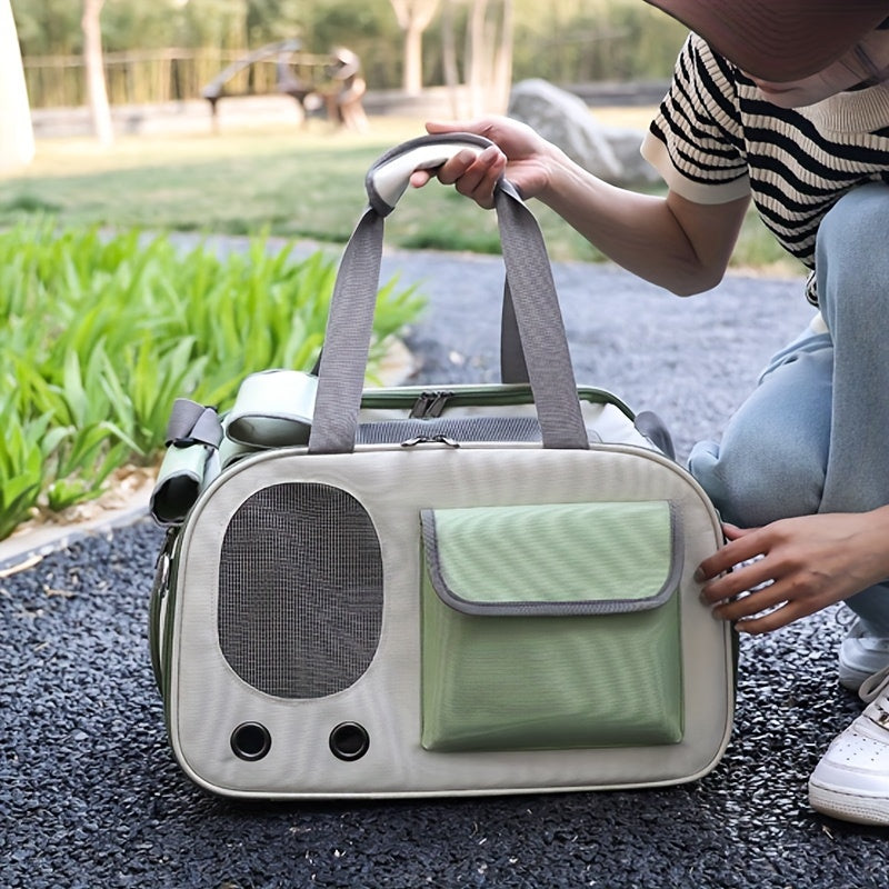 2-in-1 Foldable Cat Carrier: Lightweight, Breathable Travel Bag (Gray)