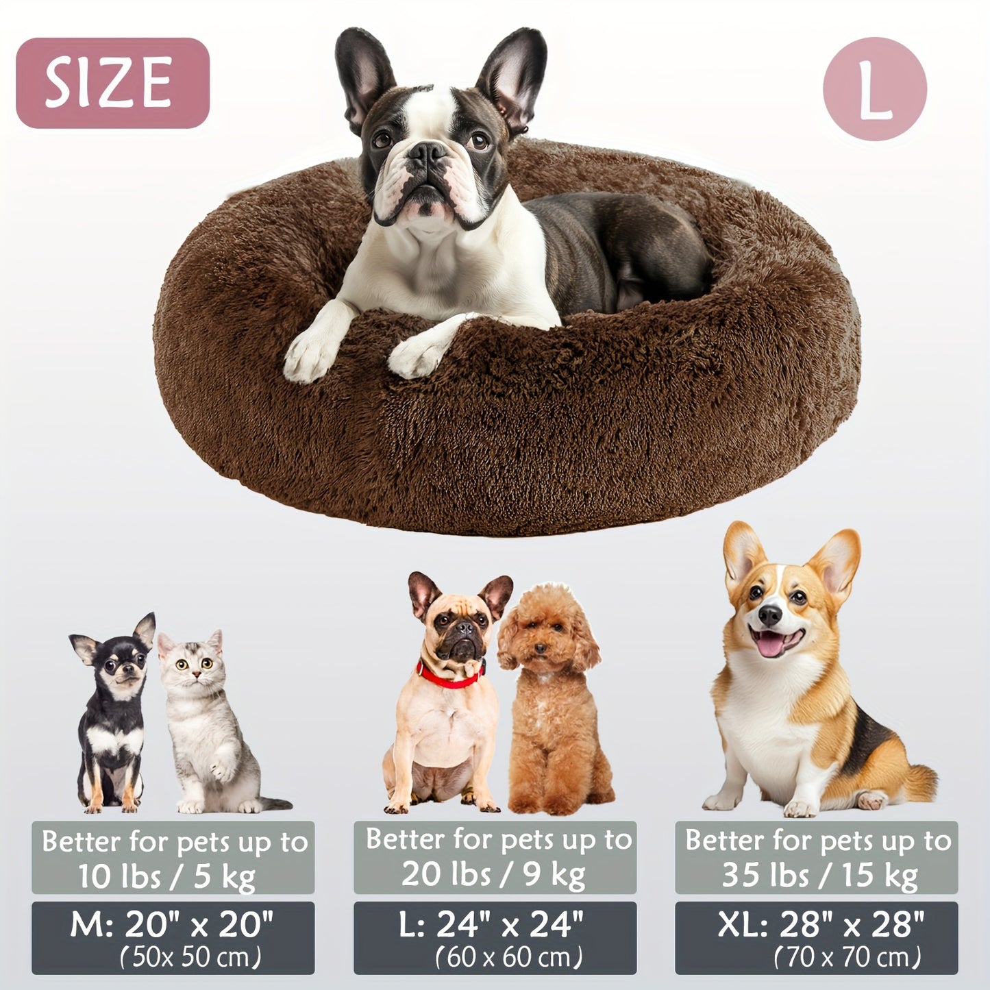 Calm & Cozy Paws: Heated Donut Cuddler Bed for Pets