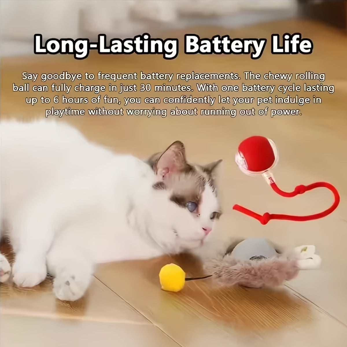 WhiskerWhirl: Rechargeable Cat Ball with Tail for Play & Exercise