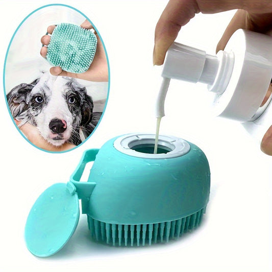 Pet Bliss Gentle Massage Bath Comb – Silicone Shampoo Brush with Built-In Dispenser for Dogs & Cats (No Batteries Required) 🐾✨