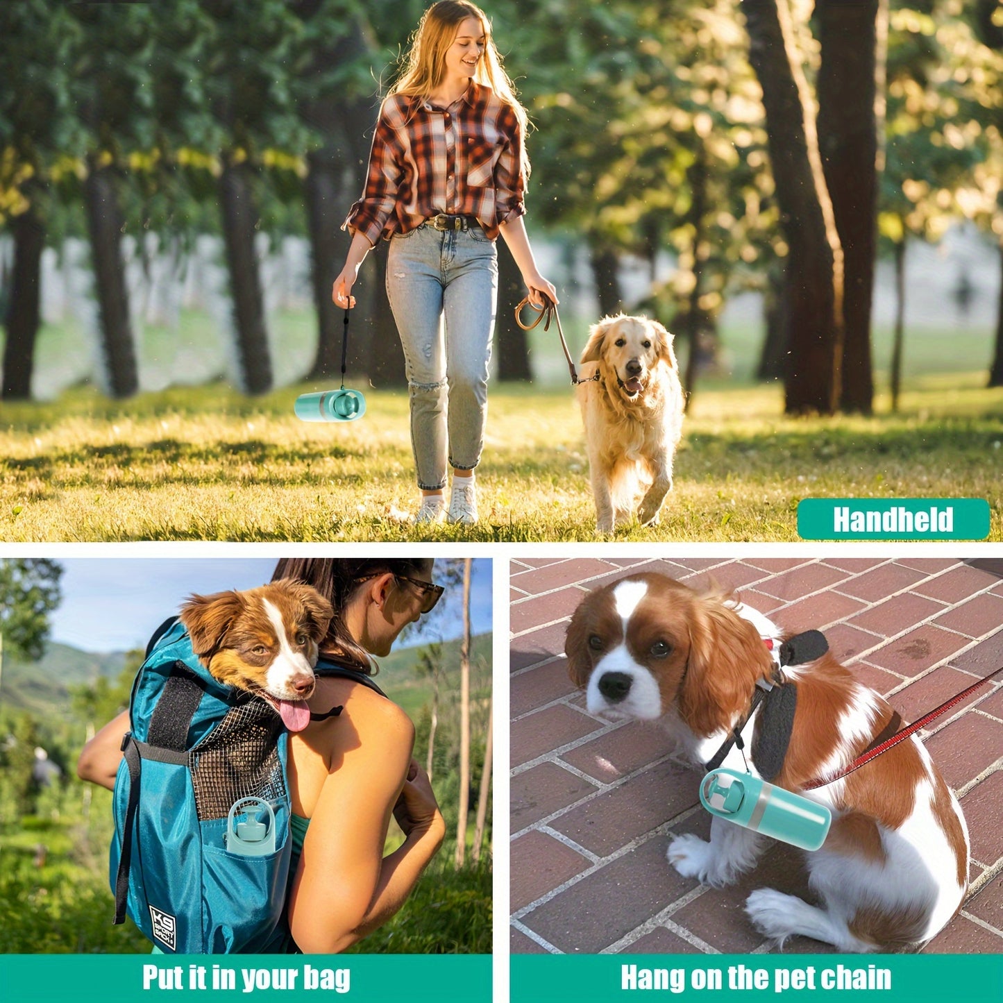 ClawGrip Pro: Portable Dog Poop Scooper with Leak-Proof Dispenser (Teal)