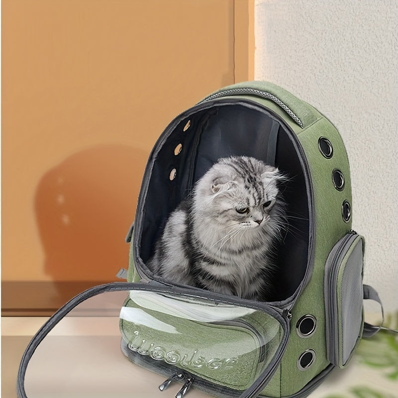 BubbleVoyage: Transparent Cat Backpack with 180° Panorama