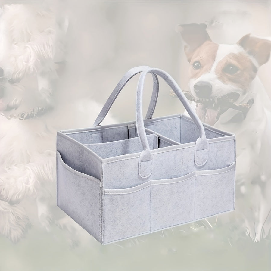 Premium Light Gray Grooming Tote: Portable Organizer for Pet Care On-the-Go