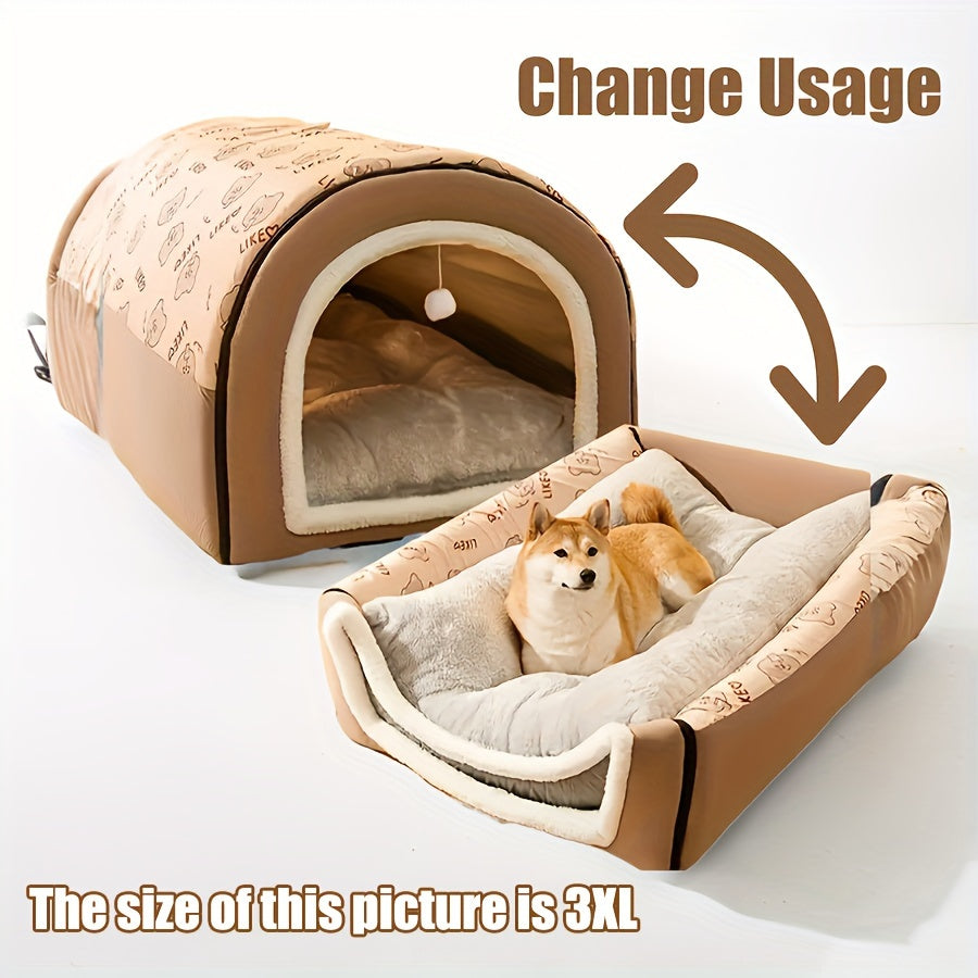 2-in-1 Dog House & Cat Cave - Cozy Bed for Your Furry Friends!