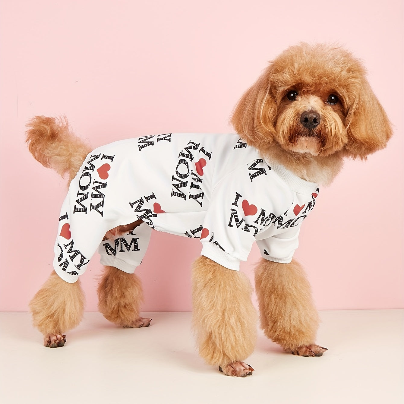 Paw-fectly Adorable: 'I Love My Mom' Pet Shirt for Dogs & Cats (White/Black/Red)