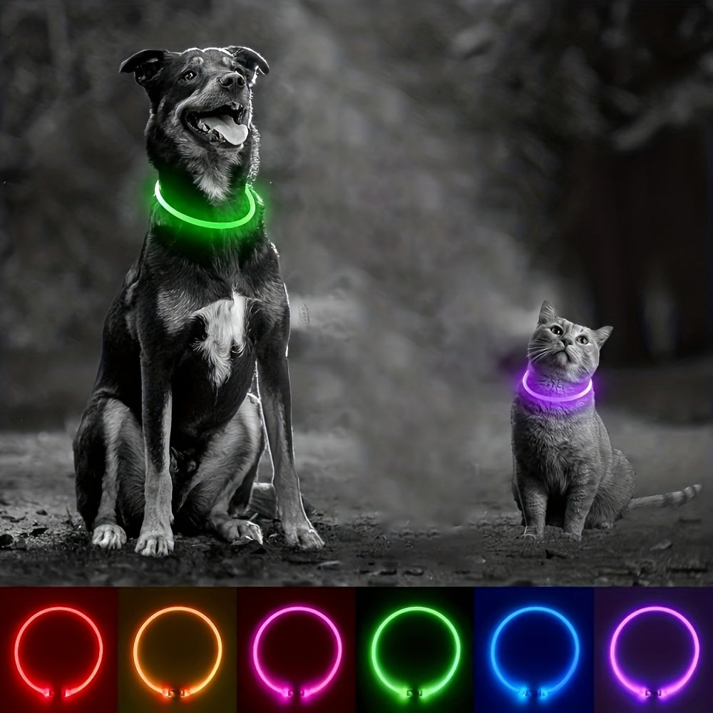 GlowPaw: 360° LED Light Collar for Dogs & Cats