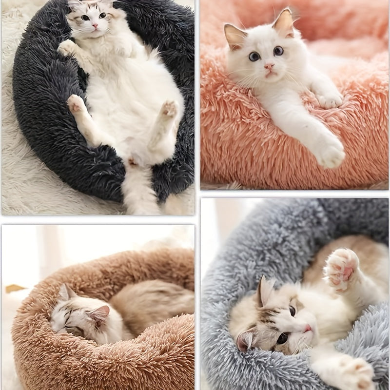 Plush Pet Nest – Soft & Cozy Round Bed for Cats & Dogs