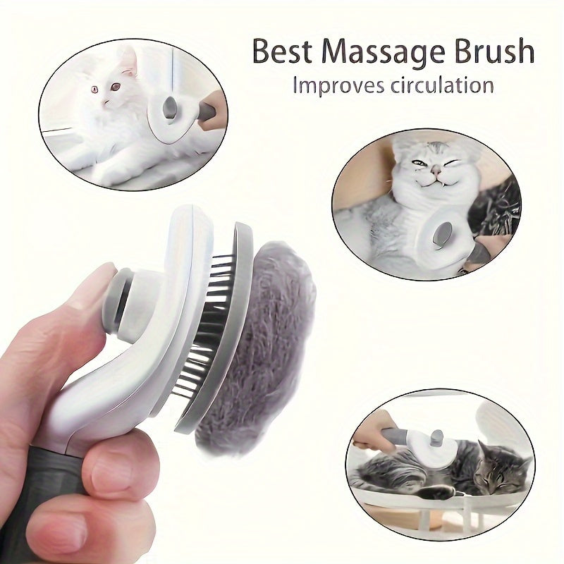 PurrfectGlow Pro: Self-Cleaning Pet Comb with Massage Feature & Stainless Steel Needles