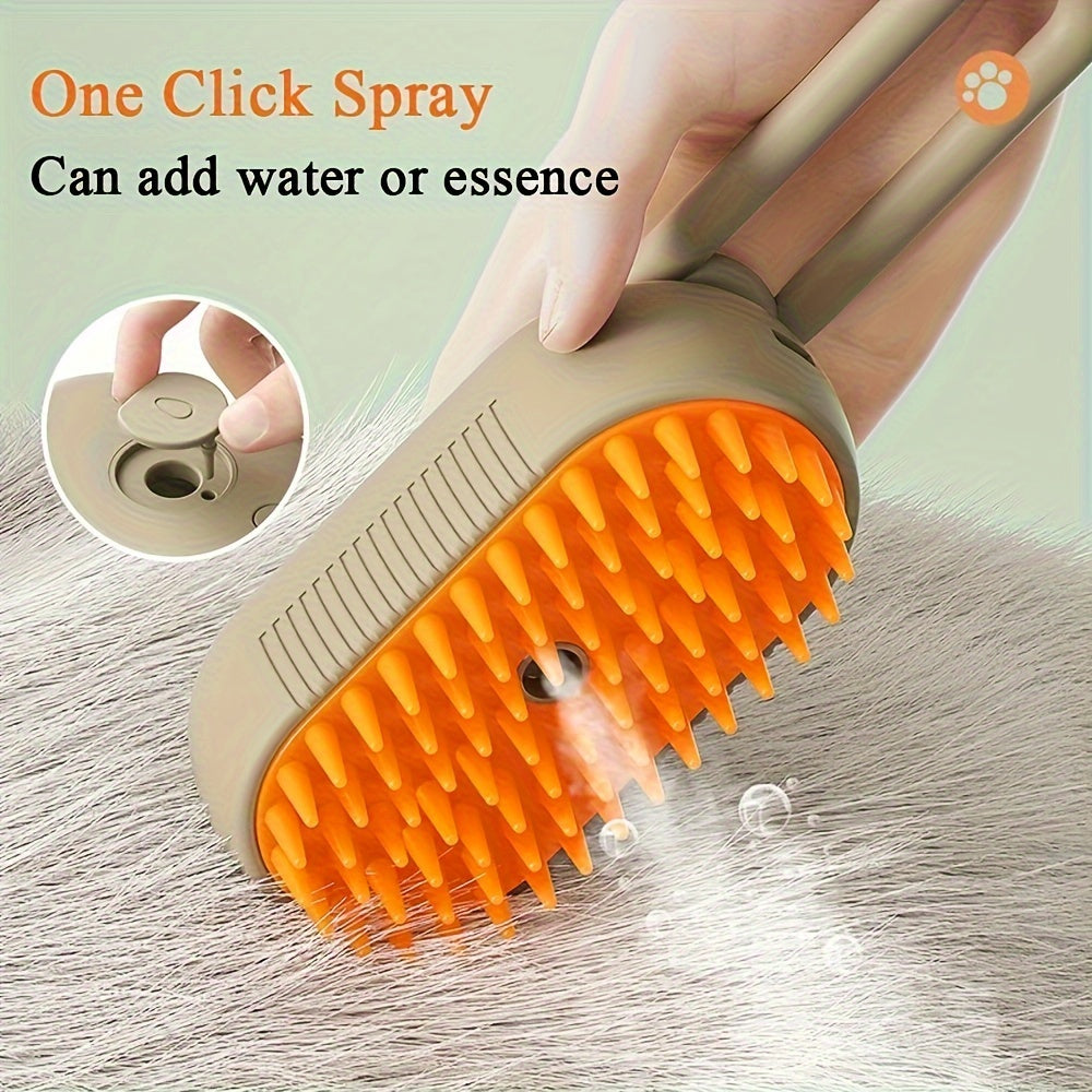 No-Rinse Pet Cleaning Brush – Steam Fluff Removal & Massage Comb