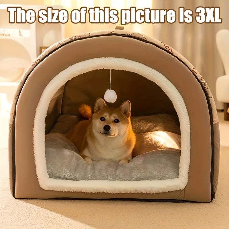 2-in-1 Dog House & Cat Cave - Cozy Bed for Your Furry Friends!