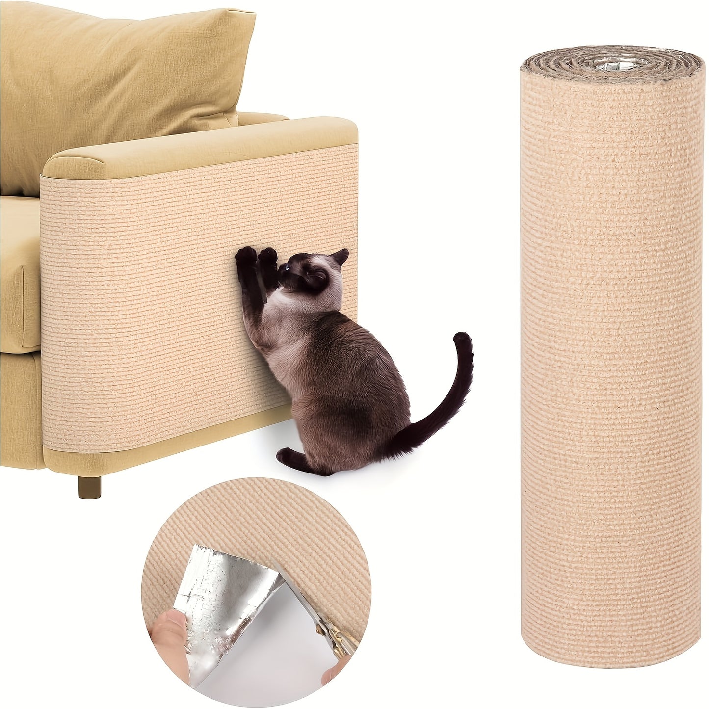 FurniGuard Self-Adhesive Cat Scratching Pad – Durable Polyester Protection for Furniture (YK418377) 🐾