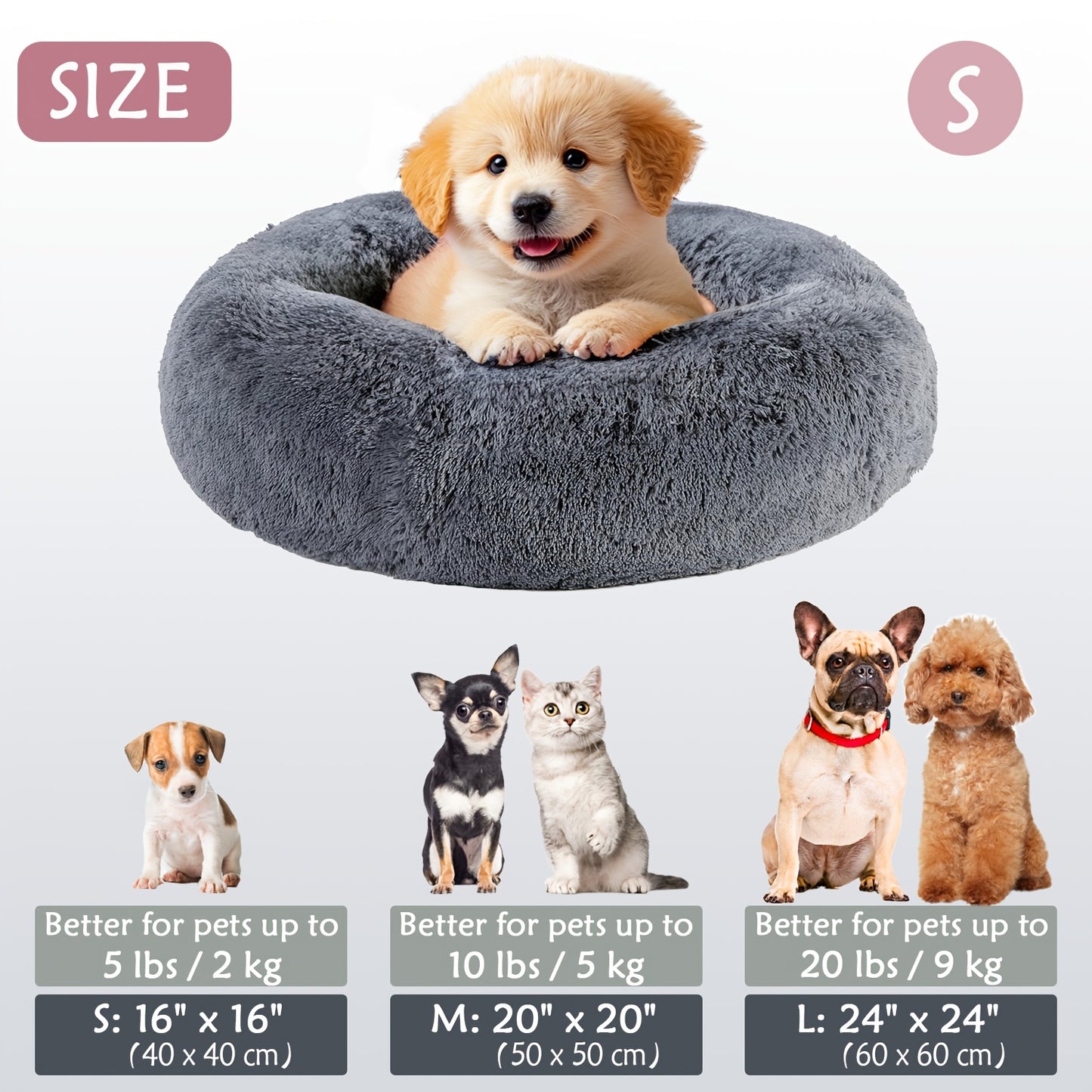 Calm & Cozy Paws: Heated Donut Cuddler Bed for Pets