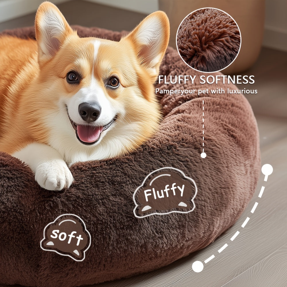 Calm & Cozy Paws: Heated Donut Cuddler Bed for Pets