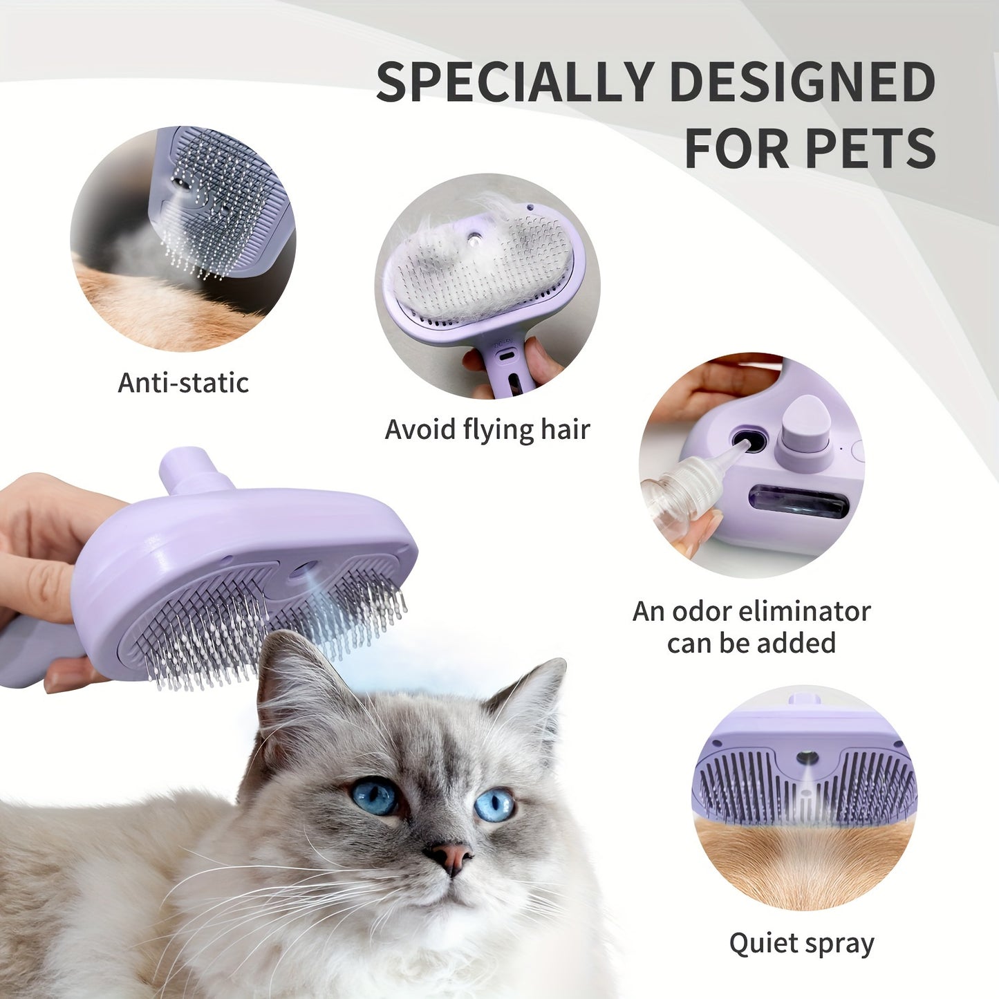 Cat Steam Brush – USB Rechargeable Pet Grooming Tool