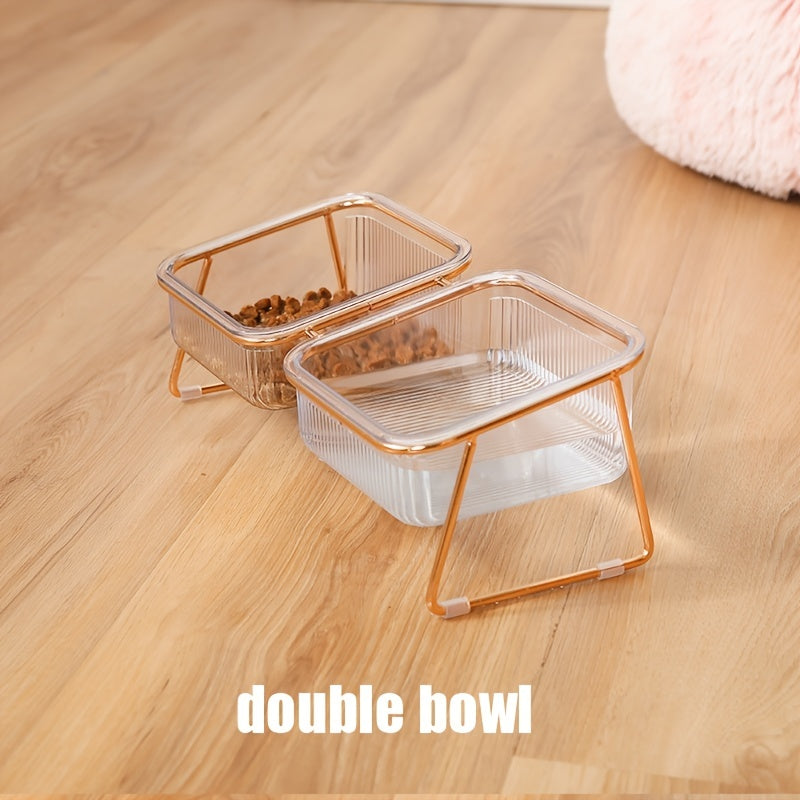 CrystalClear Duo: Space-Saving Cat Food & Water Bowl