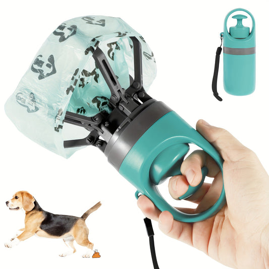 ClawGrip Pro: Portable Dog Poop Scooper with Leak-Proof Dispenser (Teal)