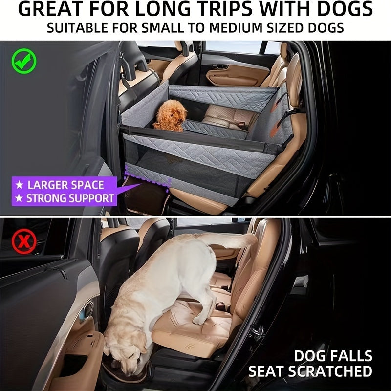 Deluxe Quilted Dog Car Seat Cover - Foldable, Washable Pet Backseat Protector for Cars & Trucks