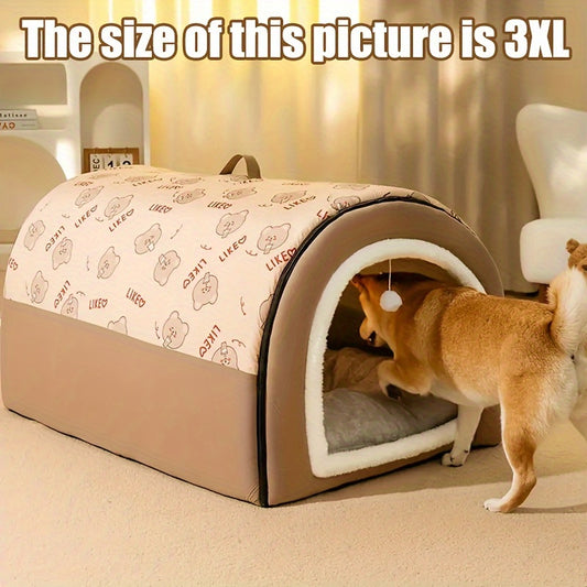 2-in-1 Dog House & Cat Cave - Cozy Bed for Your Furry Friends!