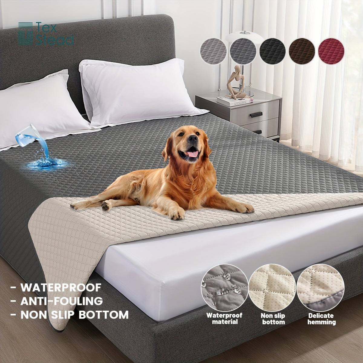 PawDry Protector Waterproof & Non-Slip Dog Bed Cover – Rectangle Design for All Breeds