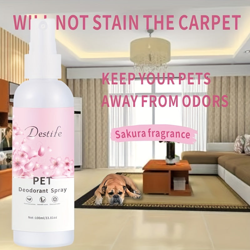 Destife: Plant-Based Pet Freshness Spray with Sakura & Cat Tail Scents