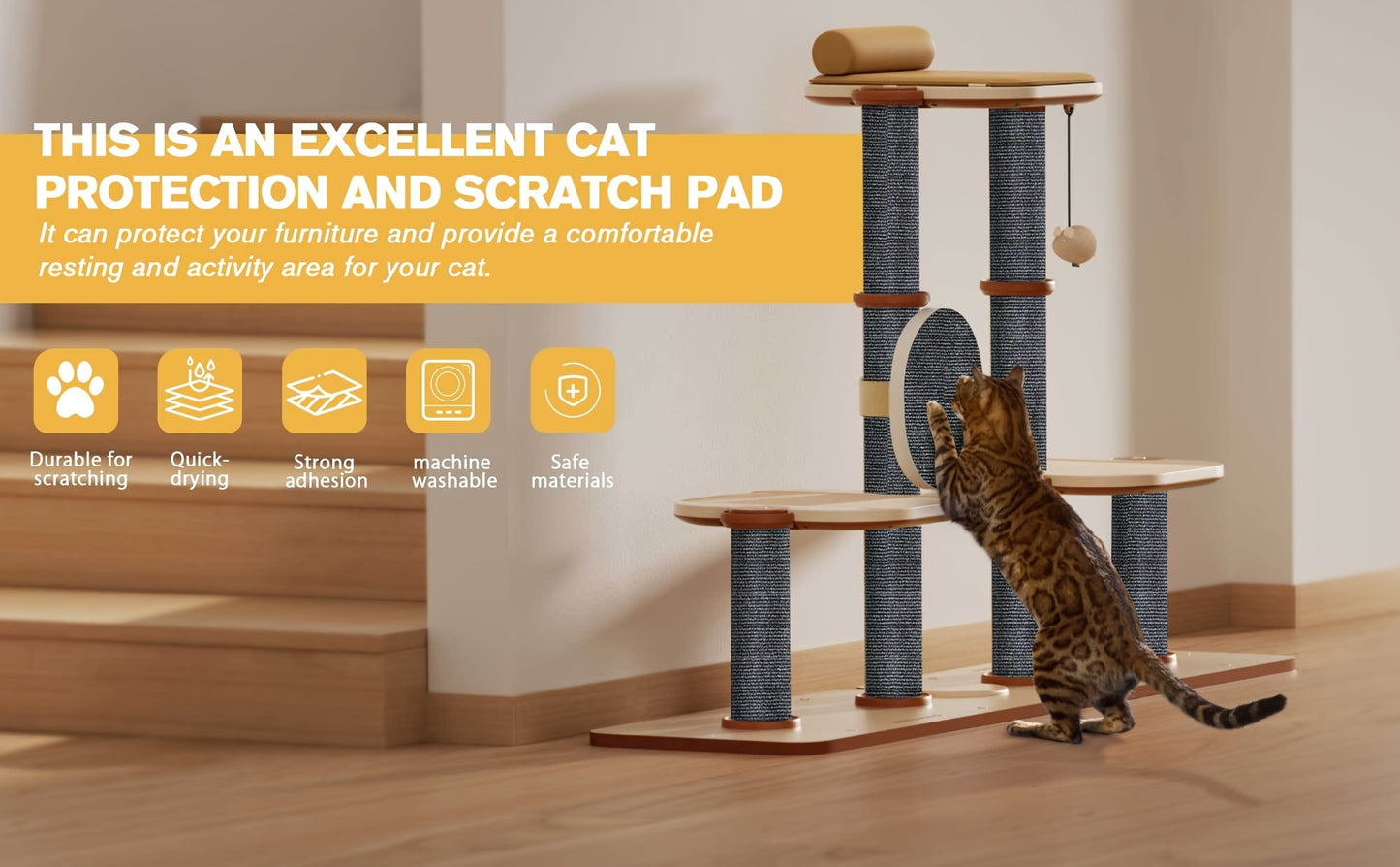 FurniGuard Self-Adhesive Cat Scratching Pad – Durable Polyester Protection for Furniture (YK418377) 🐾