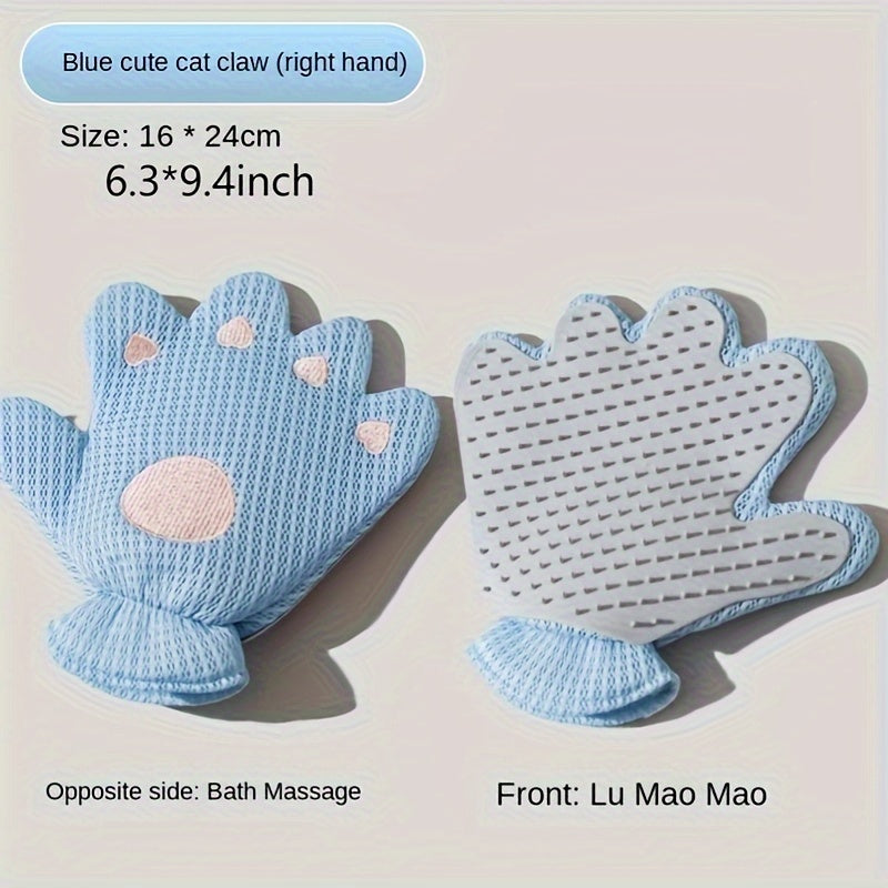 PurrfectPaw: Dual-Sided Grooming Glove with Cat Claw Design for Bath & Hair Removal