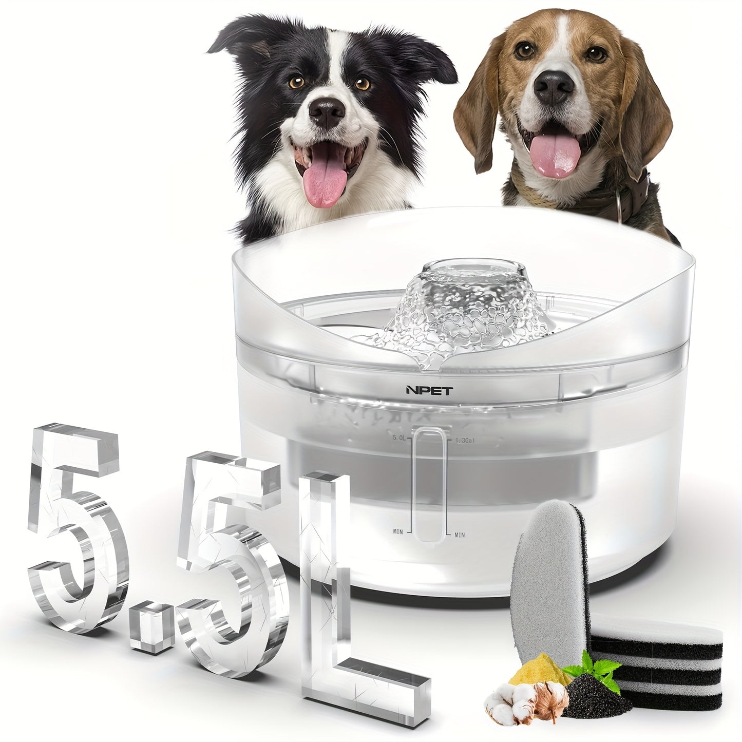 NPET HydratePro: 5.5L Auto Pet Fountain with 3-Layer Filtration